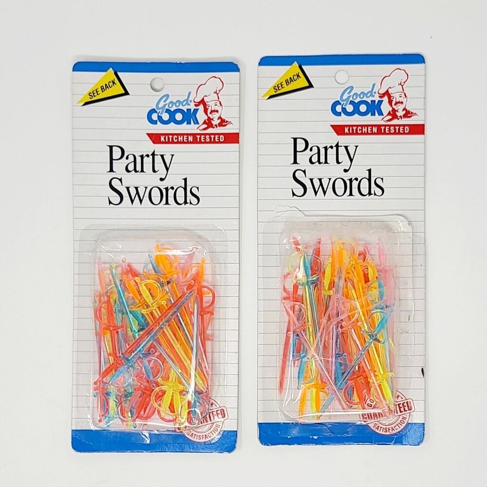 VALUE BUNDLE: 2 Packs Neon Cocktail Sword Picks APPETIZER Barware VINTAGE